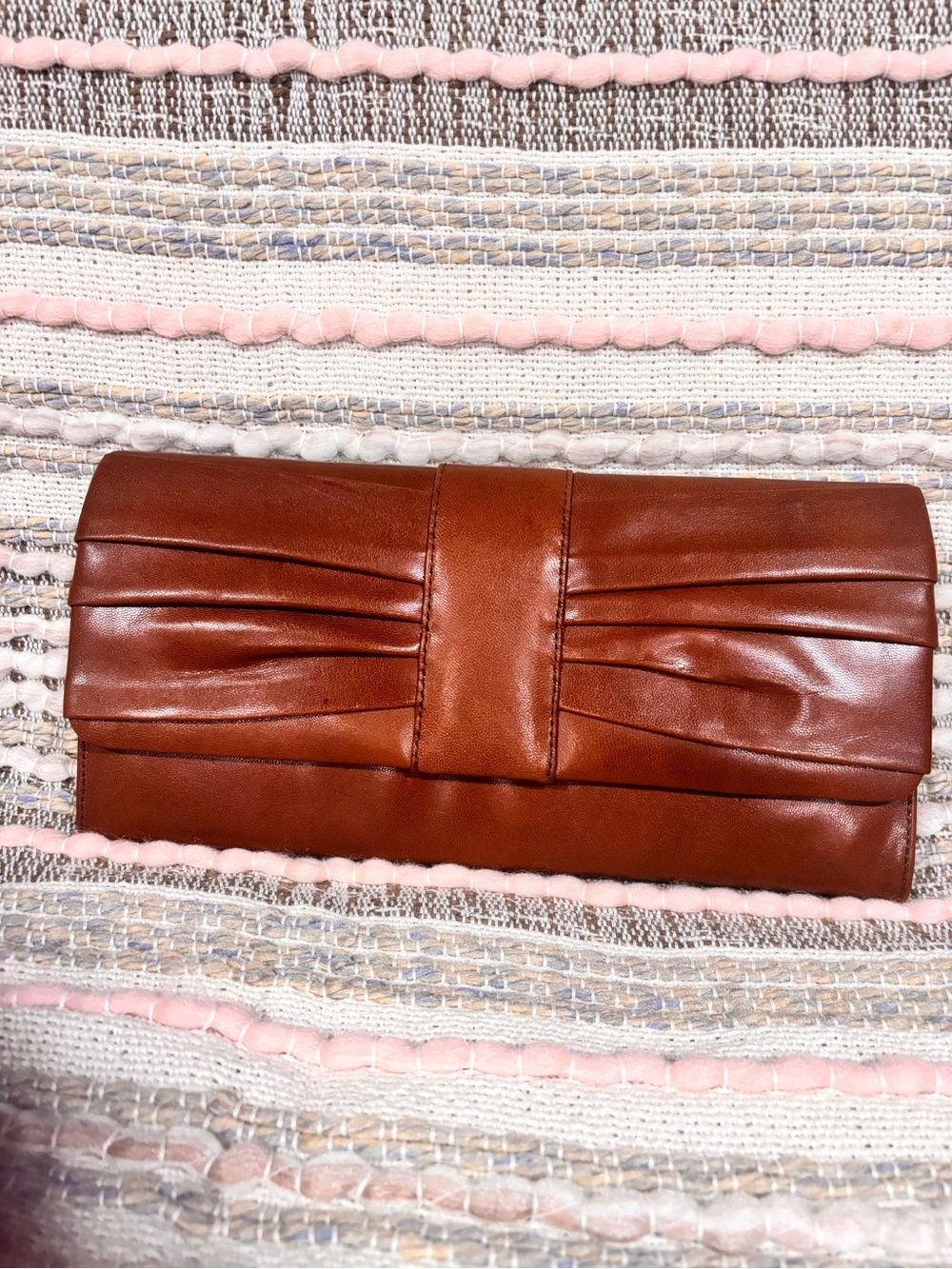 Classic 70’s Pleated Leather Clutch or Shoulder Purse